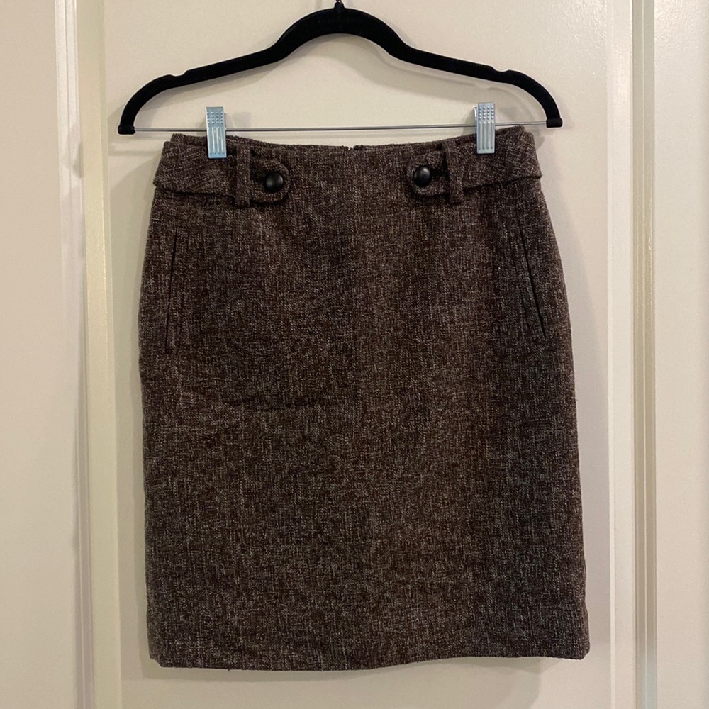 Banana Republic Brown Tweed Knee Length Skirt